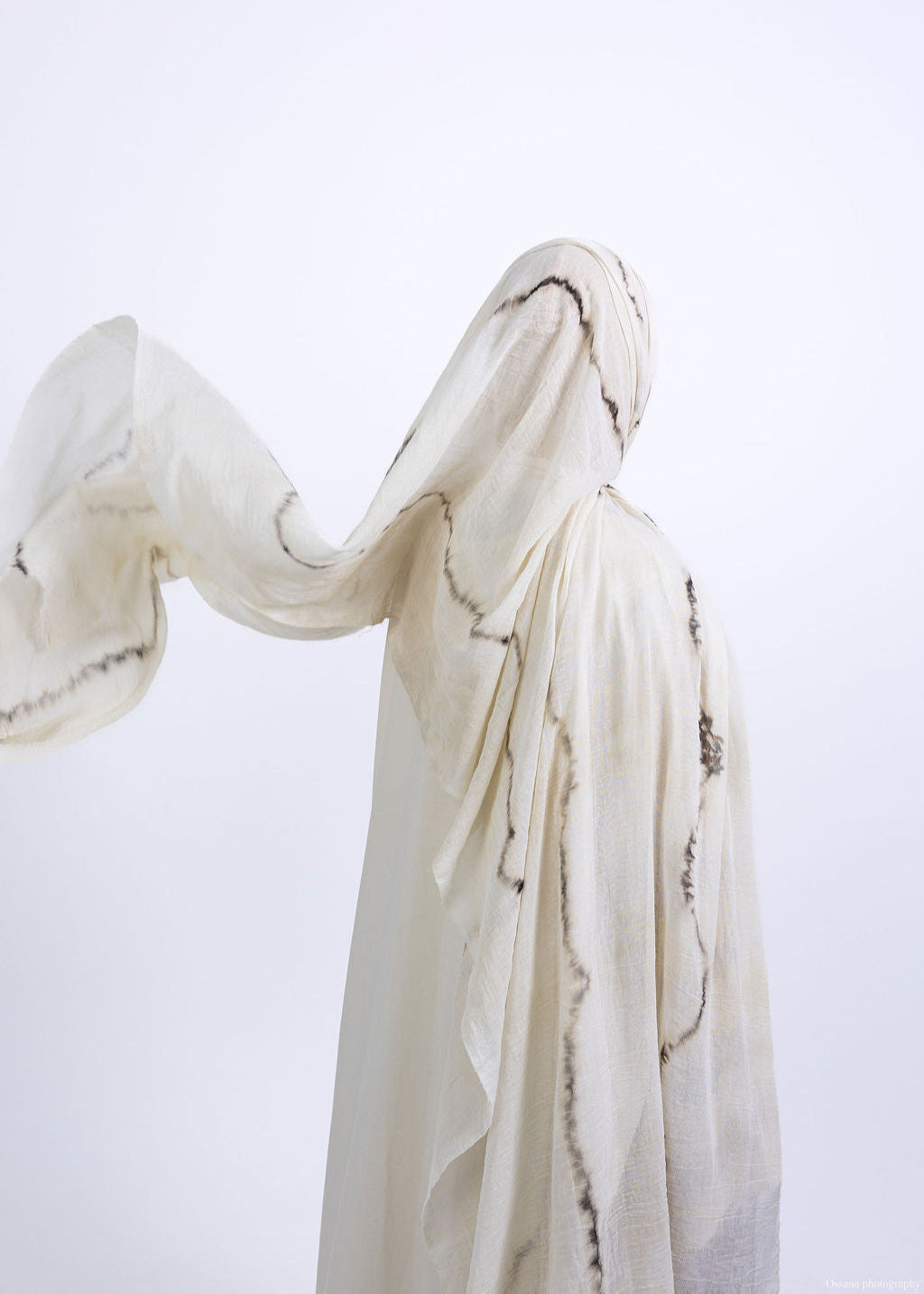 HIJAB TIE AND DIE ECRU