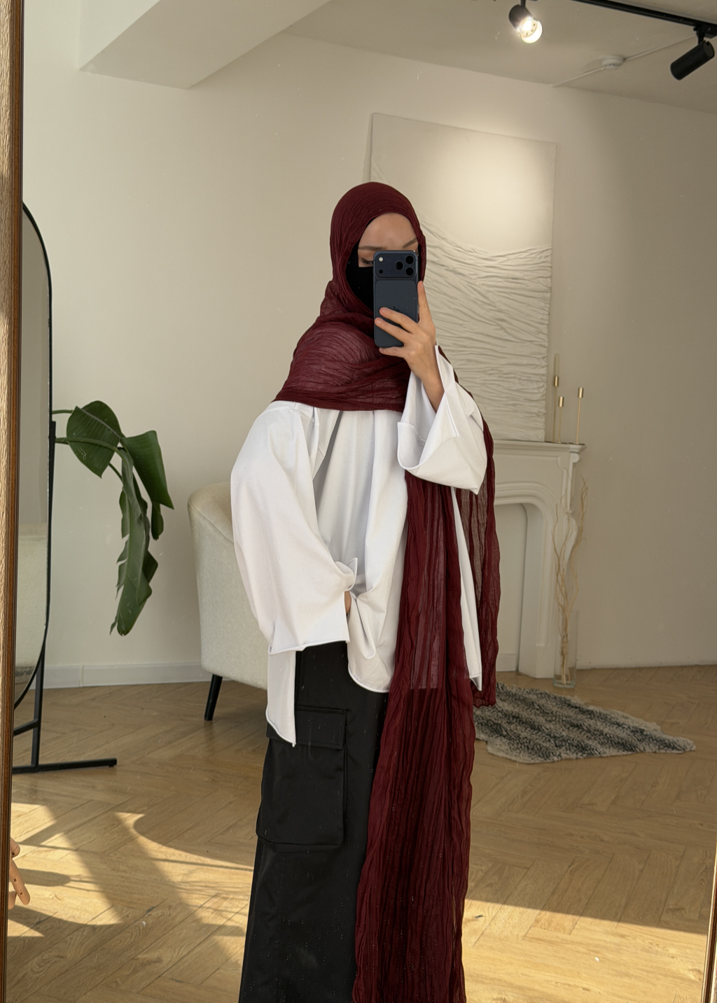 HIJAB PLISSÉ EN MOUSSELINE